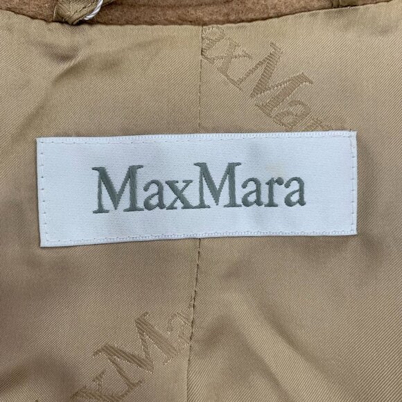 Max Mara Brown Camel Wool Double-Breasted Coat With Lapel Collar Size XS - Picture 5 of 7